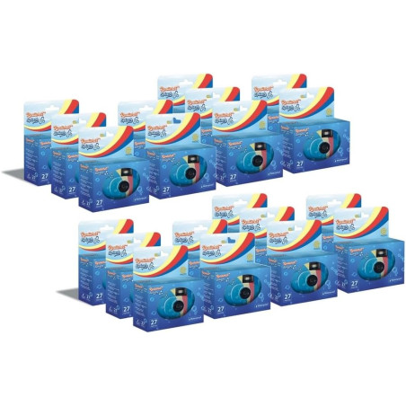 GT PHOTO GT27WP Realishot Splash - Pack de 20 Appareils Photo Jetables Étanches, 27 Photos, 35mm, 4K Ultra HD, Waterproof - Bleu
