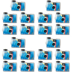 GT PHOTO GT27WP Realishot Splash - Pack de 20 Appareils Photo Jetables Étanches, 27 Photos, 35mm, 4K Ultra HD, Waterproof - Bleu