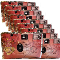 Lot de 10 appareils photo jetables PHOTO PORST 1A Edition Amore & Liebe avec cœurs, avec flash, piles et film (lot de 10, 27 pri