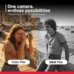 AGFAPHOTO - Appareil Photo Argentique 35mm – Objectif 31 mm F9, Flash Intégré, Mise au Point Fixe, Compatible Pellicules ISO 200