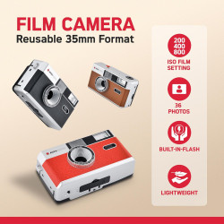 AGFAPHOTO - Appareil Photo Argentique 35mm – Objectif 31 mm F9, Flash Intégré, Mise au Point Fixe, Compatible Pellicules ISO 200