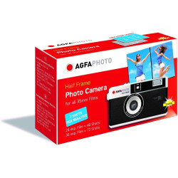 AgfaPhoto - Appareil Photo Analogique Réutilisable - Cadre Noir Halframe - Immortalisez Vos Moments avec Style