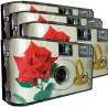 Lot de 4 appareils photo jetables 1A PORST Edition Rose & anneaux, avec flash, piles et film (lot de 4, 27 prises chacune)