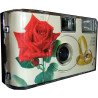 Lot de 4 appareils photo jetables 1A PORST Edition Rose & anneaux, avec flash, piles et film (lot de 4, 27 prises chacune)