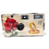 Lot de 4 appareils photo jetables 1A PORST Edition Rose & anneaux, avec flash, piles et film (lot de 4, 27 prises chacune)