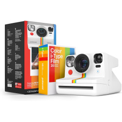 Polaroid now + generation 2 - ensemble appareil photo + film (16 photos incluses) - blanc - caméra instantanée contrôlée par app