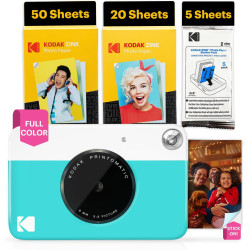 Kodak Printomatic Caméra Instantanée Full-Color – Pack 75 Feuilles – Photo Zink 2x3 – Bleu