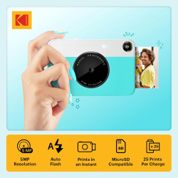 Kodak Printomatic Caméra Instantanée Full-Color – Pack 75 Feuilles – Photo Zink 2x3 – Bleu