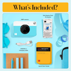 Kodak Printomatic Caméra Instantanée Full-Color – Pack 75 Feuilles – Photo Zink 2x3 – Bleu