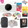 Kodak printomatic instant camera (gris) gift bundle + zink paper (20 sheets) + deluxe case + 7 fun sticker sets + twin tip marke