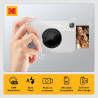 Kodak printomatic instant camera (gris) gift bundle + zink paper (20 sheets) + deluxe case + 7 fun sticker sets + twin tip marke