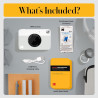Kodak printomatic instant camera (gris) gift bundle + zink paper (20 sheets) + deluxe case + 7 fun sticker sets + twin tip marke