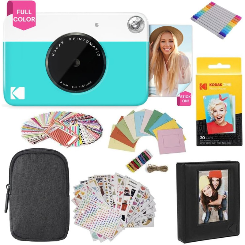 KODAK Printomatic Appareil Photo instantané, Bleu, Paquet Cadeau