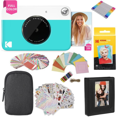 KODAK Printomatic Appareil Photo instantané, Bleu, Paquet Cadeau
