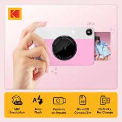 Kodak Printomatic Caméra Instantanée Full-Color – Pack 75 Feuilles – Photo Zink 2x3 – Rose