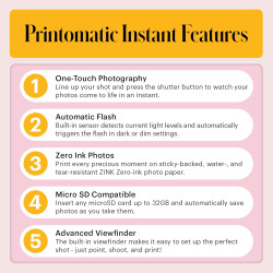 Kodak Printomatic Caméra Instantanée Full-Color – Pack 75 Feuilles – Photo Zink 2x3 – Rose