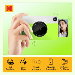 Kodak Printomatic Caméra Instantanée Full-Color – Pack 75 Feuilles – Photo Zink 2x3 – Vert