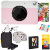 Kodak printomatic instant camera (rose) gift bundle + zink paper (20 sheets) + deluxe case + 7 fun sticker sets + twin tip marke