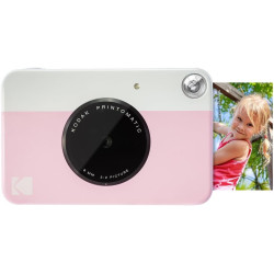 Kodak printomatic instant camera (rose) gift bundle + zink paper (20 sheets) + deluxe case + 7 fun sticker sets + twin tip marke