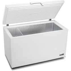 METRO Professional Congélateur bahut GHF2300, acier/aluminium, 112.5x61x83.5 cm, 300L, 95W, 1 panier, éclairage LED, 4 roulettes