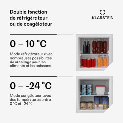 Klarstein Irene Mini congélateur 31 L, Réfrigérateur/congélateur compact - Température réglable -24°C à 10°C, Économe en énergie