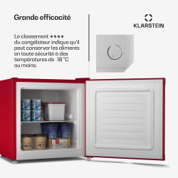 Klarstein Irene Retro Mini congélateur, réfrigérateur congélateur 31 L,Température ajustable -24°C à 10°C, Économie d'énergie Cl