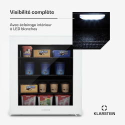 Klarstein IceAge 88 Mini Congélateur, 88L, Température 0 à -18°C, Éclairage LED, 3 Étagères, Énergie Classe E, Compact & Économi
