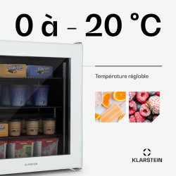 Klarstein IceAge 88 Mini Congélateur, 88L, Température 0 à -18°C, Éclairage LED, 3 Étagères, Énergie Classe E, Compact & Économi