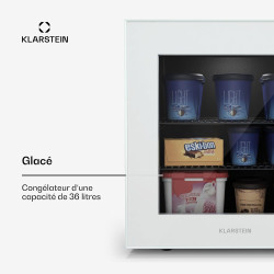 Klarstein IceAge 36 Mini Congélateur, 36L Petit Congélateur avec Température Réglable 0 à -20°C, Éclairage LED, Économe en Énerg