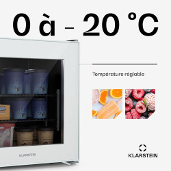 Klarstein IceAge 36 Mini Congélateur, 36L Petit Congélateur avec Température Réglable 0 à -20°C, Éclairage LED, Économe en Énerg