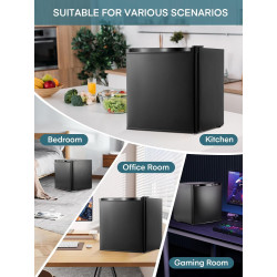 32L Mini Congélateur, Porte Réversible, 4 Étoiles, Silencieux, pratique dans le Bureau, l'Hôtel et la Maison, Noir