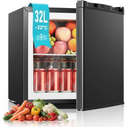 FOHERE 32L Mini Congélateur, Porte Réversible, Pieds Réglables en Hauteur, Économie d'Énergie et Silencieux, pratique dans le Bu