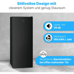 Bomann Congélateur 161L Noir GS7343 - Total No Frost, Système MultiAirflow, 3 Tiroirs, Contrôle Électronique, Super Congélation,