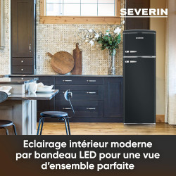 SEVERIN Réfrigérateur Congélateur 2 portes, Pose libre, Réfrigérateur Double Porte avec Congélateur Largeur 55 cm, 246 L, Classe