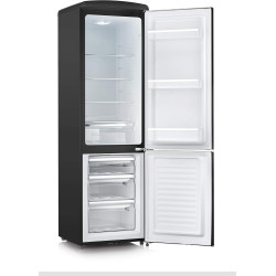 SEVERIN Réfrigérateur Congélateur combiné, Pose libre, Longueur 55 cm, 244 L, Classe D, Combiné Réfrigérateur design Rétro, Noir