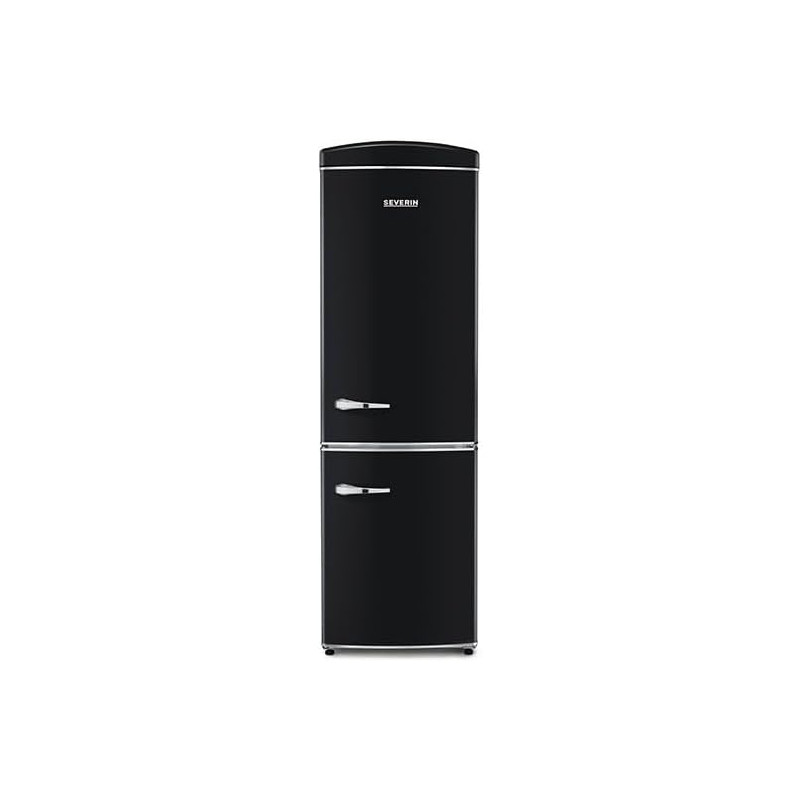 SEVERIN Réfrigérateur Congélateur combiné Total NoFrost, Pose libre, Largeur 60 cm, 315 L, Classe E, Veggibox inclus, Rétro, Noi