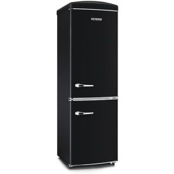 SEVERIN Réfrigérateur Congélateur combiné Total NoFrost, Pose libre, Largeur 60 cm, 315 L, Classe E, Veggibox inclus, Rétro, Noi