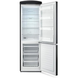 SEVERIN Réfrigérateur Congélateur combiné Total NoFrost, Pose libre, Largeur 60 cm, 315 L, Classe E, Veggibox inclus, Rétro, Noi