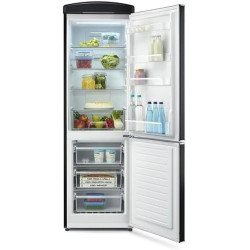 SEVERIN Réfrigérateur Congélateur combiné Total NoFrost, Pose libre, Largeur 60 cm, 315 L, Classe E, Veggibox inclus, Rétro, Noi