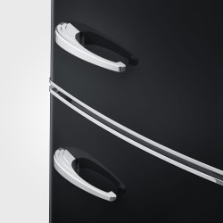 SEVERIN Réfrigérateur Congélateur combiné Total NoFrost, Pose libre, Largeur 60 cm, 315 L, Classe E, Veggibox inclus, Rétro, Noi