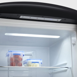 SEVERIN Réfrigérateur Congélateur combiné Total NoFrost, Pose libre, Largeur 60 cm, 315 L, Classe E, Veggibox inclus, Rétro, Noi
