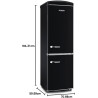 SEVERIN Réfrigérateur Congélateur combiné Total NoFrost, Pose libre, Largeur 60 cm, 315 L, Classe E, Veggibox inclus, Rétro, Noi