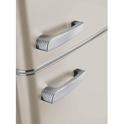 SEVERIN Réfrigérateur Congélateur 2 portes, Pose libre, Largeur 55 cm, 206L, Classe E, Veggibox incluse, Rétro, Crème, RKG 8933
