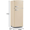 SEVERIN Réfrigérateur Congélateur 2 portes, Pose libre, Largeur 55 cm, 206L, Classe E, Veggibox incluse, Rétro, Crème, RKG 8933