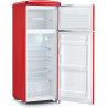 SEVERIN Réfrigérateur Congélateur 2 portes, Pose libre, Largeur 55 cm, 206L, Classe E, Veggibox incluse, Rétro, Rouge, RKG 8930