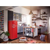 SEVERIN Réfrigérateur Congélateur 2 portes, Pose libre, Largeur 55 cm, 206L, Classe E, Veggibox incluse, Rétro, Rouge, RKG 8930