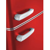 SEVERIN Réfrigérateur Congélateur 2 portes, Pose libre, Largeur 55 cm, 206L, Classe E, Veggibox incluse, Rétro, Rouge, RKG 8930