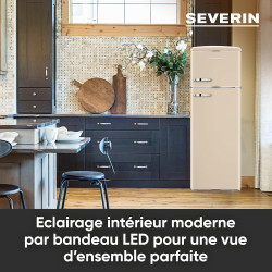 SEVERIN Réfrigérateur Congélateur 2 portes, Pose libre, Réfrigérateur Double Porte avec Congélateur Largeur 55 cm, 246 L, Classe