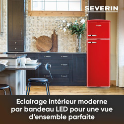 SEVERIN Réfrigérateur Congélateur 2 portes, Pose libre, Réfrigérateur Double Porte avec Congélateur Largeur 55 cm, 246 L, Classe