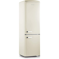 SEVERIN Réfrigérateur Congélateur combiné, Pose libre, Longueur 55 cm, 244 L, Classe D, Combiné Réfrigérateur design Rétro, Crèm